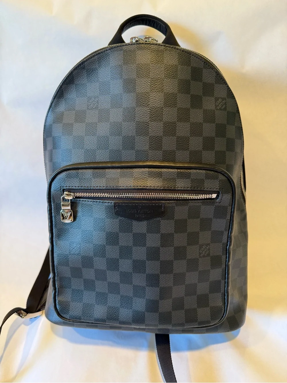 Louis Vuitton Black Damier Graphite Backpack with Front Zip Pocket